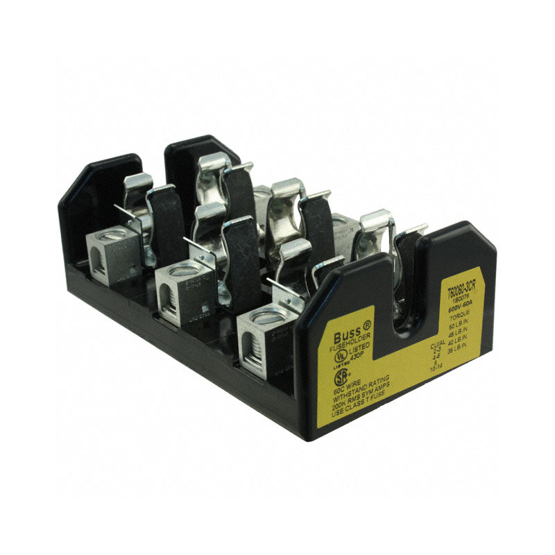 BUSSMANN | FUSE BLOCK, CLASS T, 60 AMP, 3 POLE | T60060-3CR